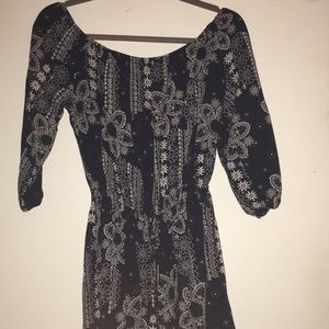 off the shoulder navy romper